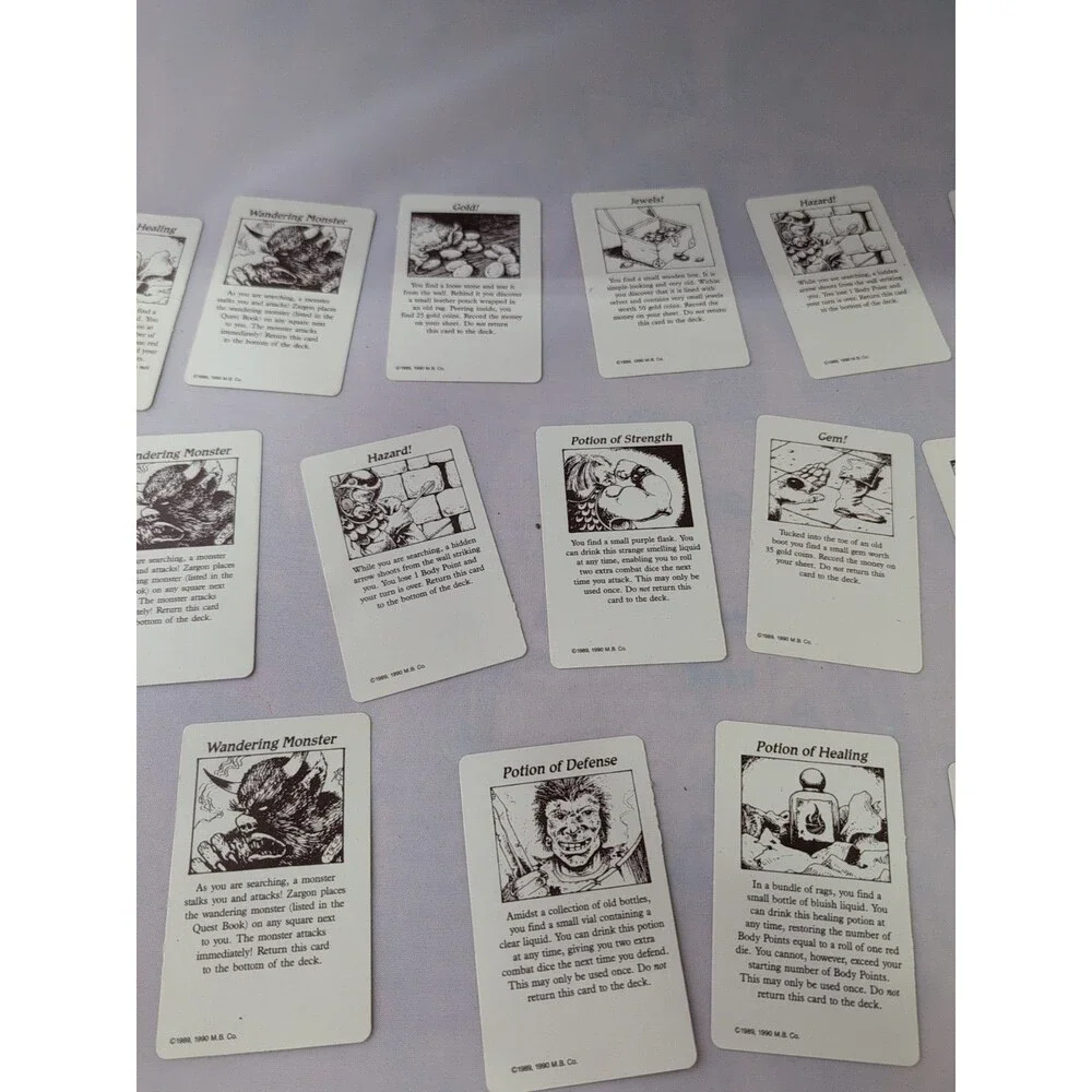 1989 1990 Hero Quest VTG Replacement Parts - All 24 Treasure Cards